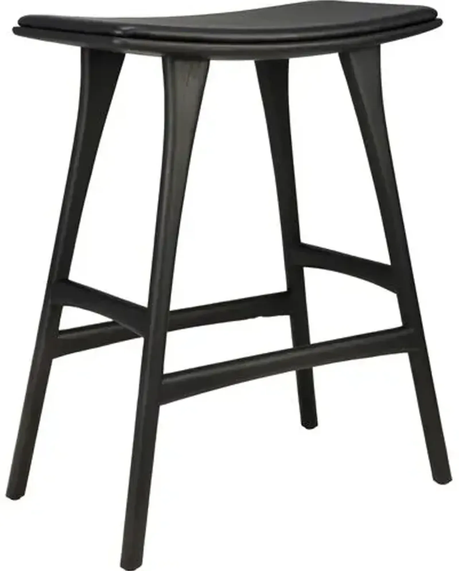 Osso Padded Counter Stool - Black Oak/Black Leather - Ethnicraft