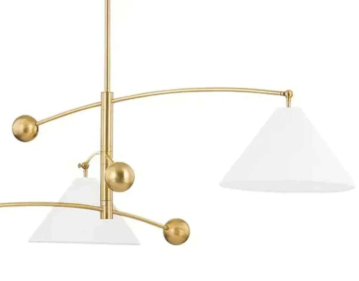 Birdie Chandelier - White/Aged Brass - Tali Roth for Mitzi - Gold