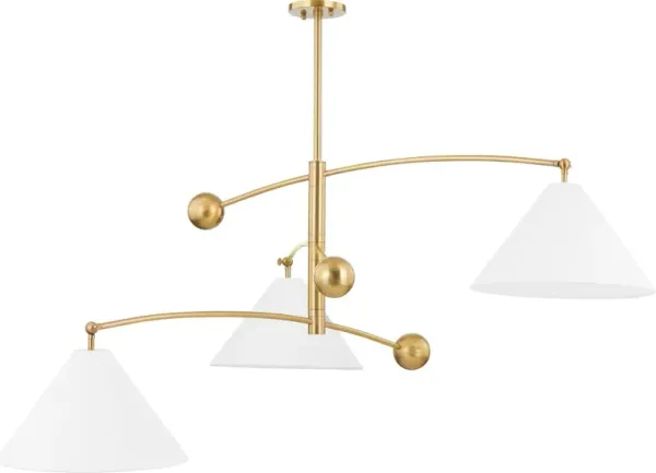 Birdie Chandelier - White/Aged Brass - Tali Roth for Mitzi - Gold
