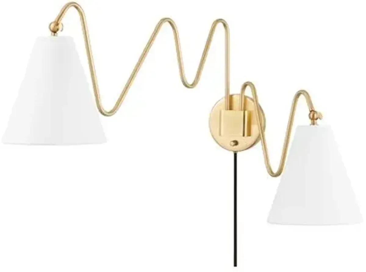Onda 2-Light Plug-In Wall Sconce - Tali Roth for Mitzi - Gold