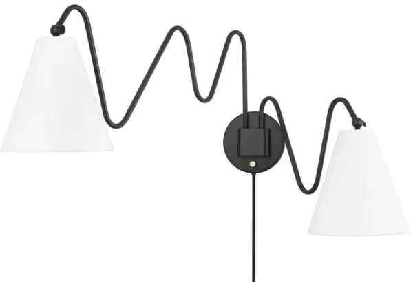 Onda 2-Light Plug-In Wall Sconce - Tali Roth for Mitzi - Black