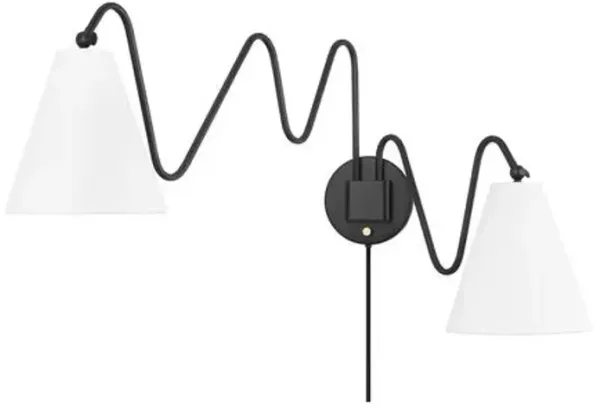 Onda 2-Light Plug-In Wall Sconce - Tali Roth for Mitzi - Black