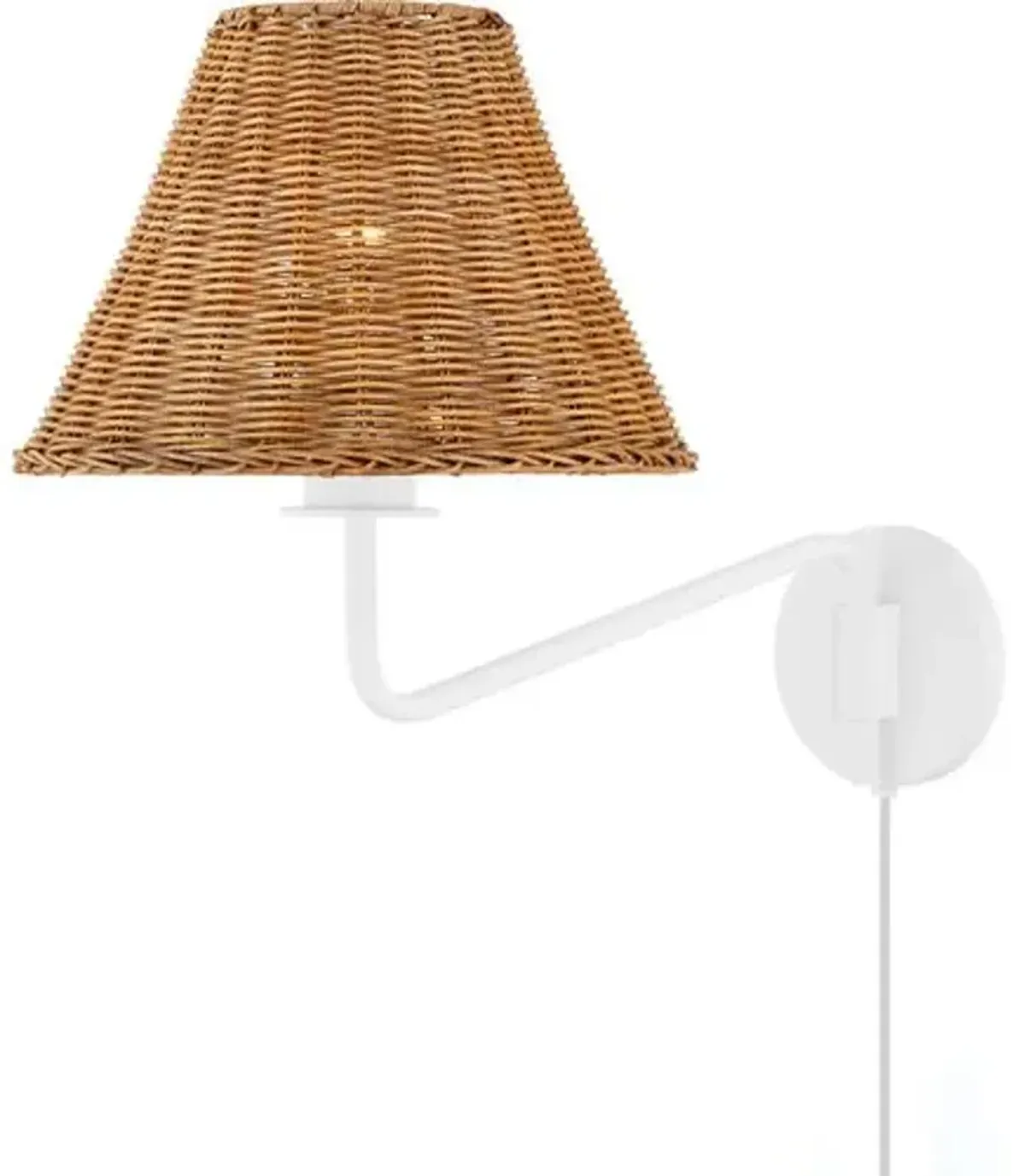 Issa Rattan Plug-In Wall Sconce - Tali Roth for Mitzi - White