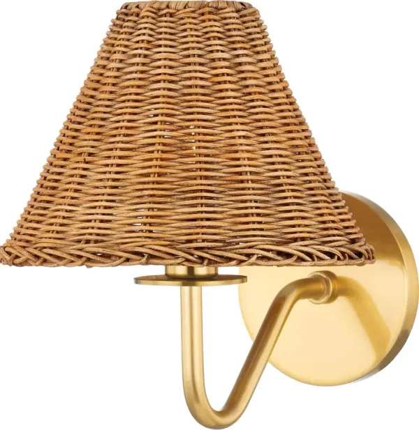Issa Rattan Wall Sconce - Tali Roth for Mitzi - Gold