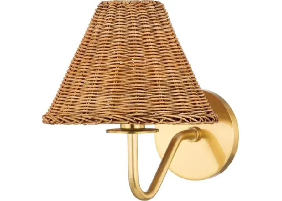 Issa Rattan Wall Sconce - Tali Roth for Mitzi - Gold