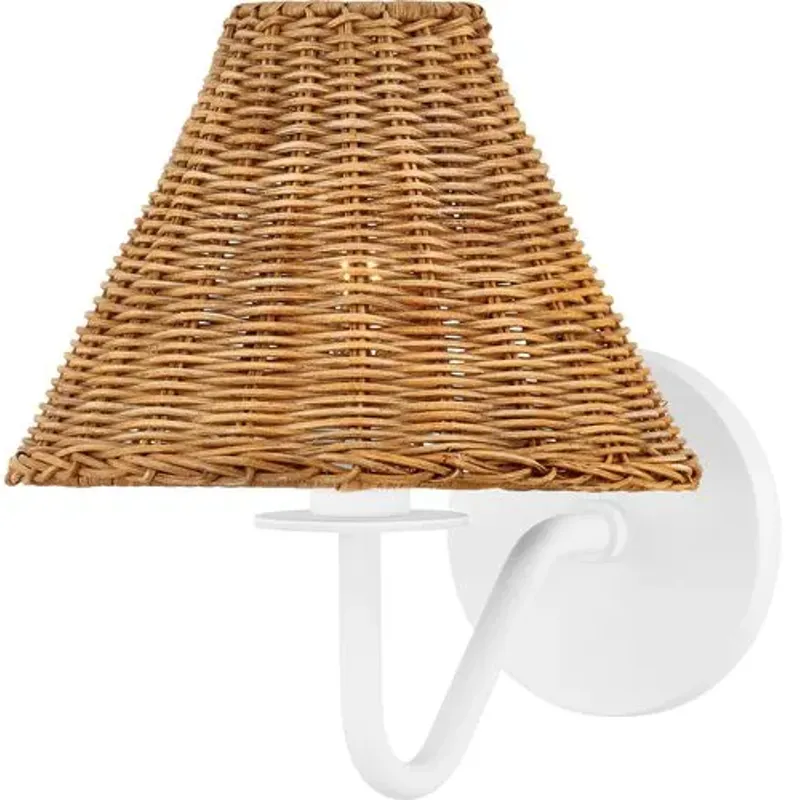 Issa Rattan Wall Sconce - Tali Roth for Mitzi - White