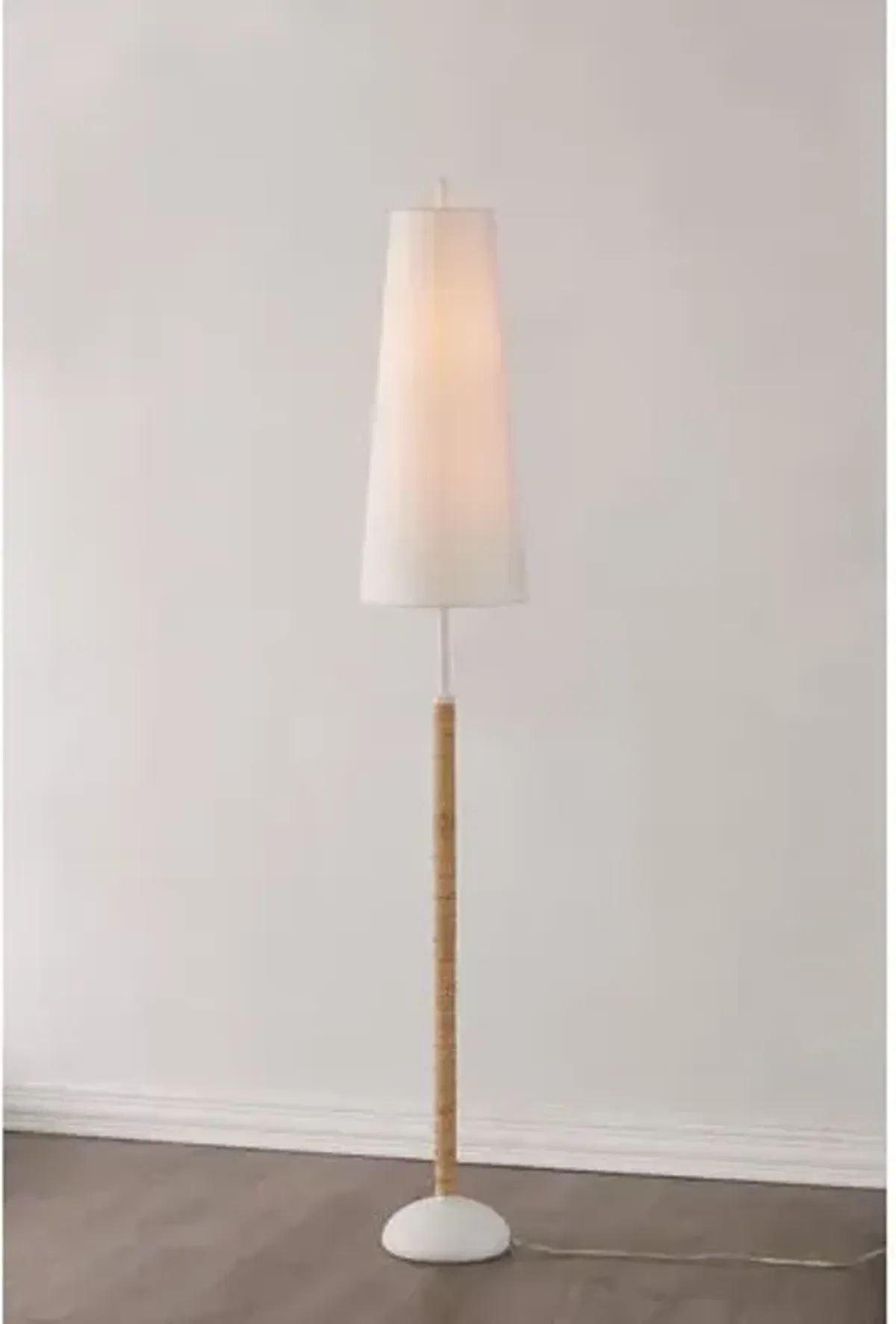 Mariana Floor Lamp - Textured White/Rattan - Megan Molten for Mitzi