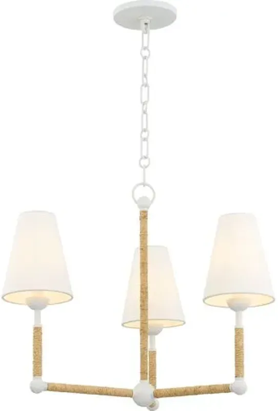 Mariana 3-Light Chandelier - Textured White/Rattan - Megan Molten for Mitzi