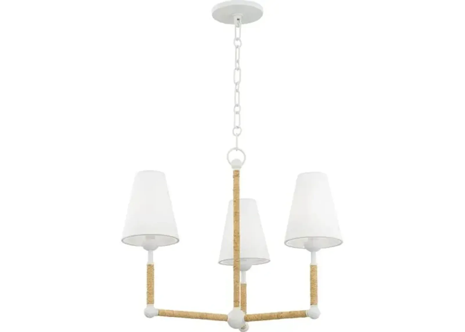 Mariana 3-Light Chandelier - Textured White/Rattan - Megan Molten for Mitzi