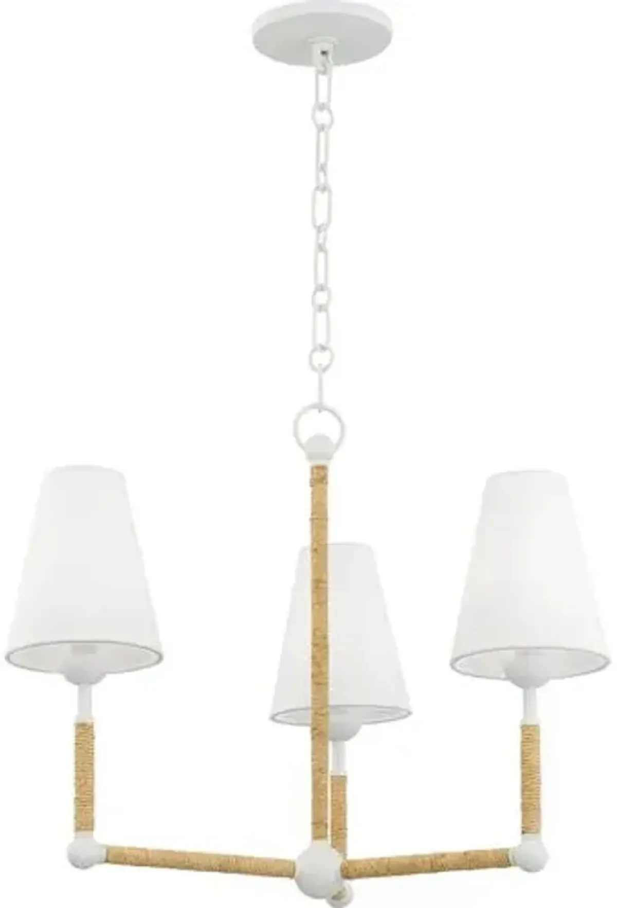 Mariana 3-Light Chandelier - Textured White/Rattan - Megan Molten for Mitzi