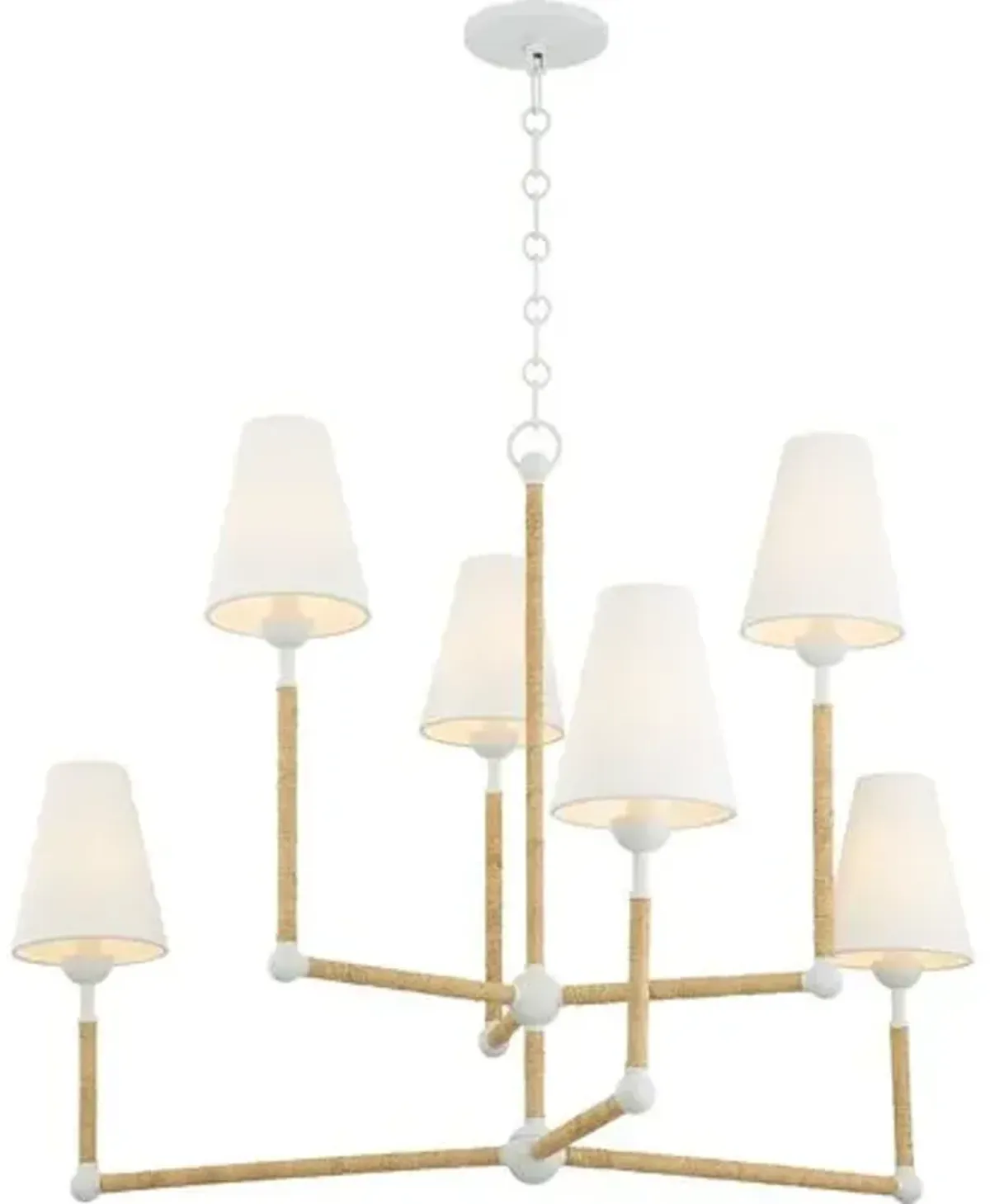 Mariana 6-Light Chandelier - Textured White/Rattan - Megan Molten for Mitzi