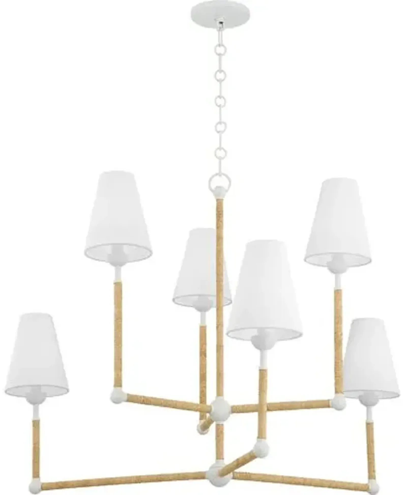 Mariana 6-Light Chandelier - Textured White/Rattan - Megan Molten for Mitzi