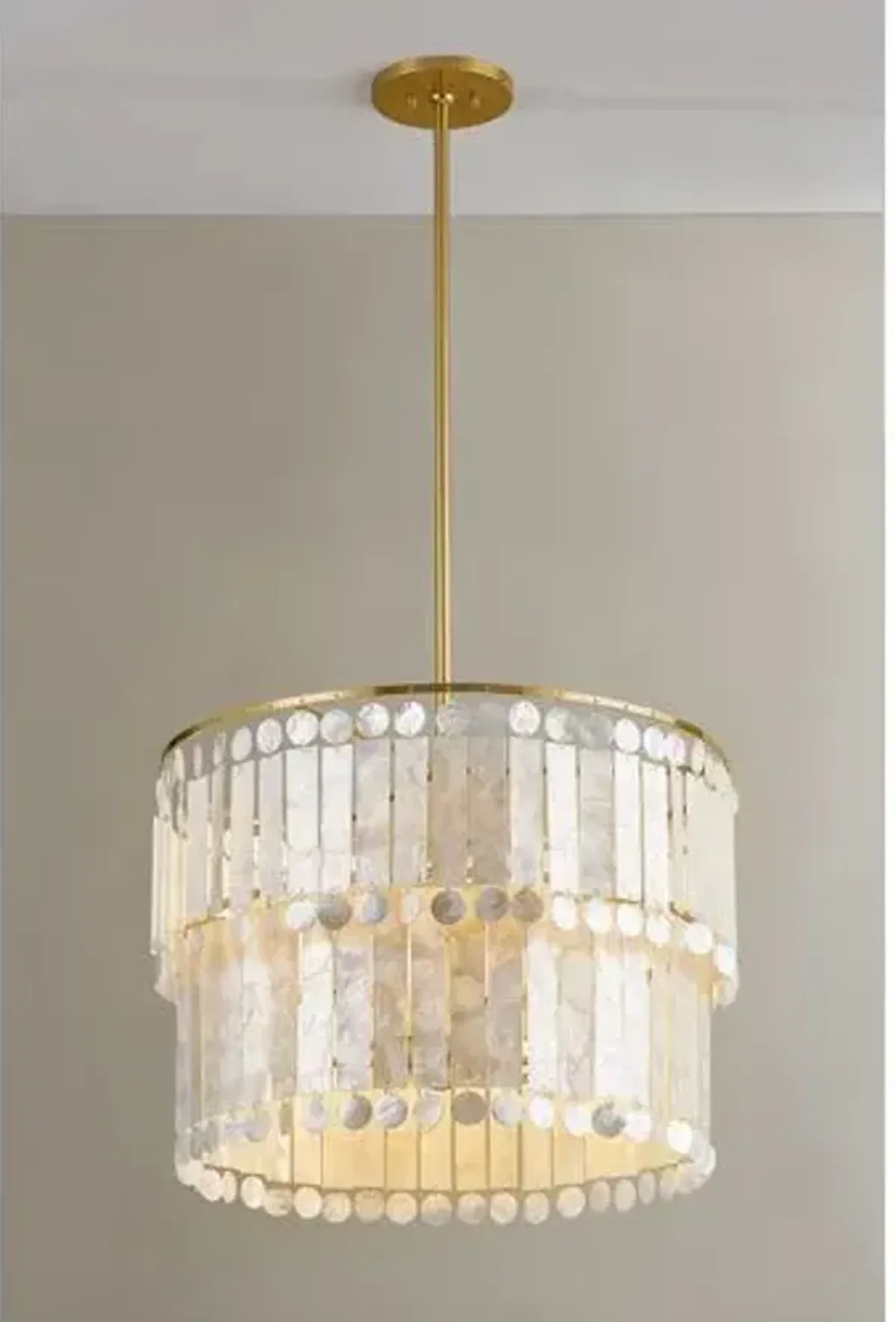 Melisa 6-Light Chandelier - Capiz Shell/Aged Brass - Megan Molten for Mitzi - Gold