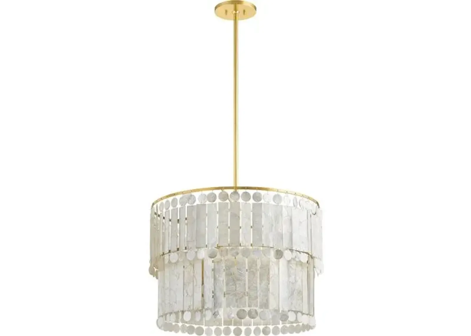 Melisa 6-Light Chandelier - Capiz Shell/Aged Brass - Megan Molten for Mitzi - Gold