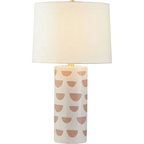 Minnie Column Table Lamp - Satin White/Beige - Megan Molten for Mitzi