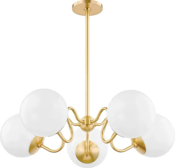 Havana 5-Light Chandelier - Aged Brass - Zio and Sons for Mitzi - Gold