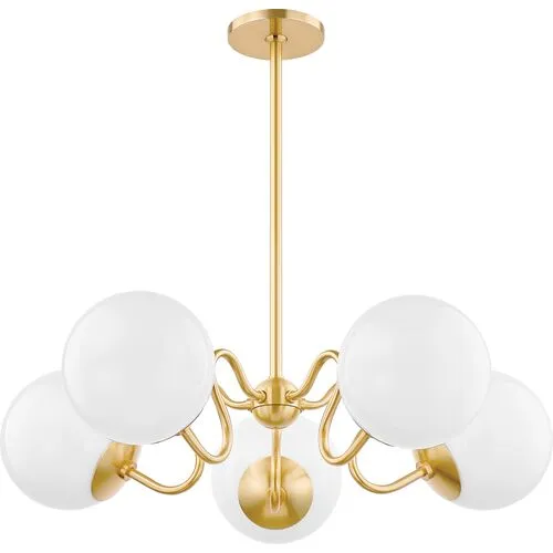 Havana 5-Light Chandelier - Aged Brass - Zio and Sons for Mitzi - Gold