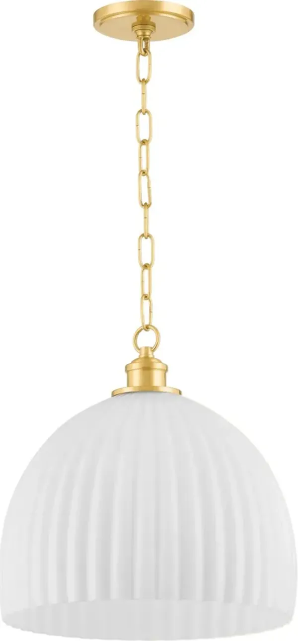 Hillary Large Fluted Glass Pendant - Zio and Sons for Mitzi - Gold