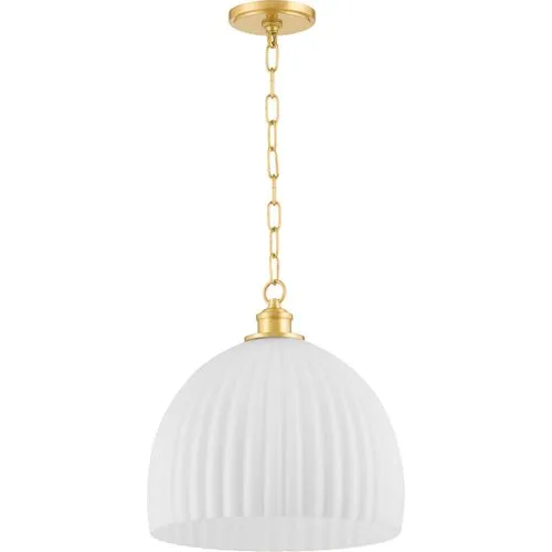 Hillary Large Fluted Glass Pendant - Zio and Sons for Mitzi - Gold