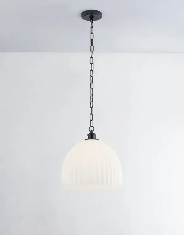 Hillary Large Fluted Glass Pendant - Zio and Sons for Mitzi - Black