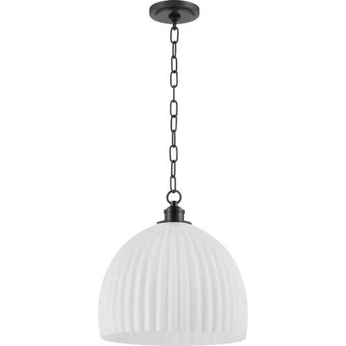 Hillary Large Fluted Glass Pendant - Zio and Sons for Mitzi - Black