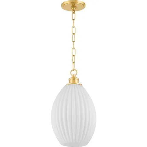 Hillary Small Fluted Glass Pendant - Zio and Sons for Mitzi - Gold