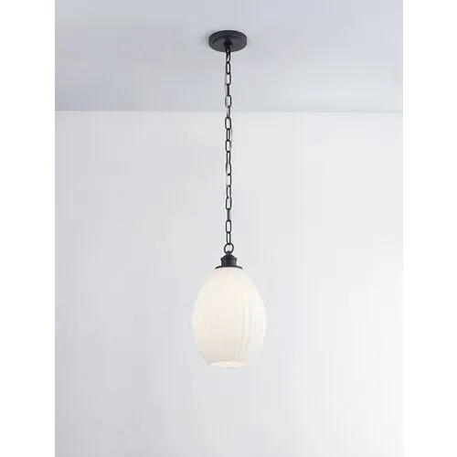 Hillary Small Fluted Glass Pendant - Zio and Sons for Mitzi - Black