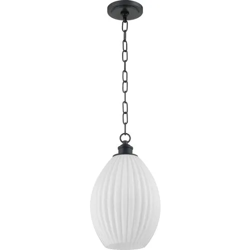 Hillary Small Fluted Glass Pendant - Zio and Sons for Mitzi - Black