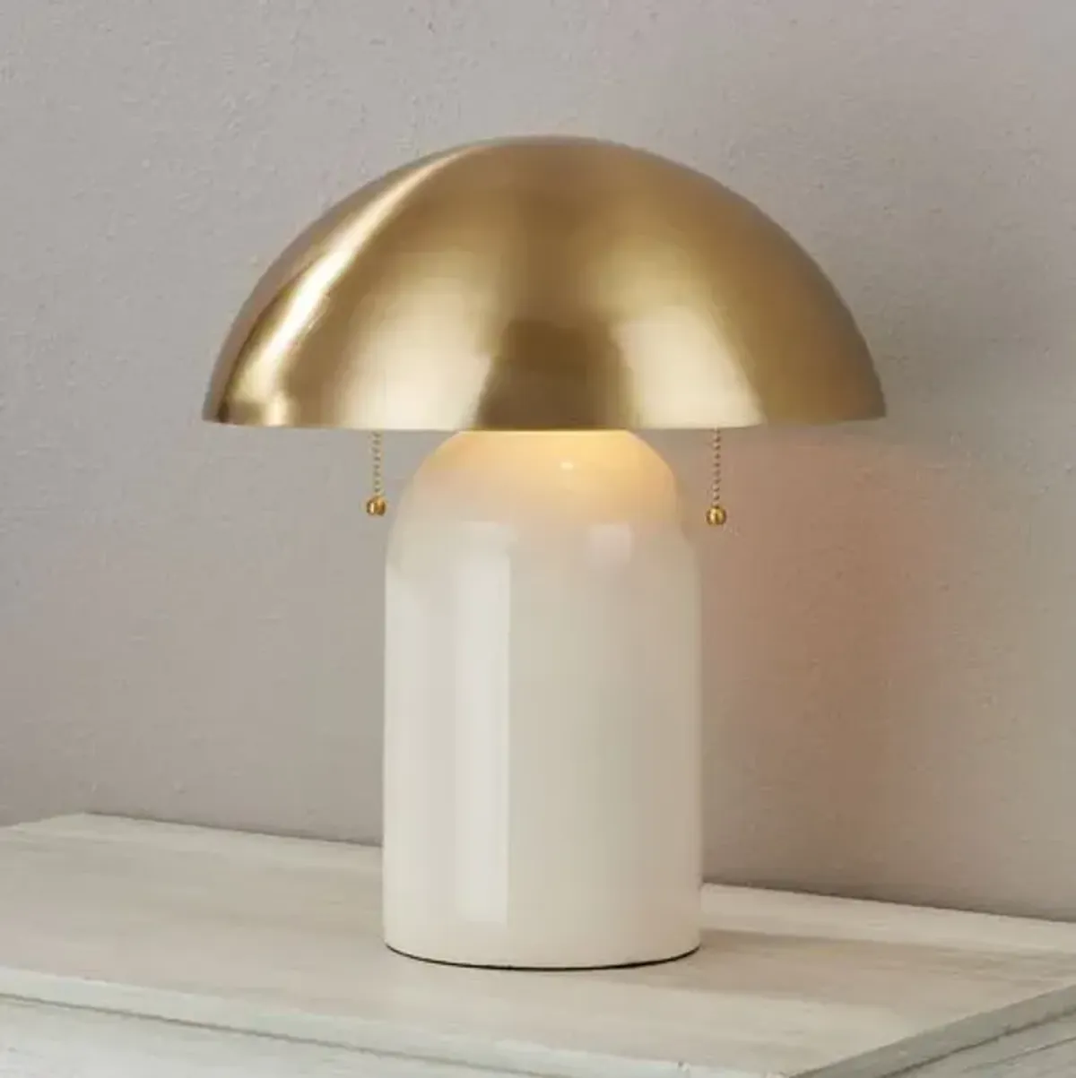 Gaia Dome Table Lamp - White Crackle/Aged Brass - Zio and Sons for Mitzi - Gold