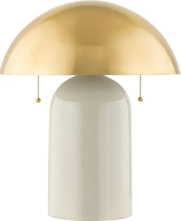 Gaia Dome Table Lamp - White Crackle/Aged Brass - Zio and Sons for Mitzi - Gold