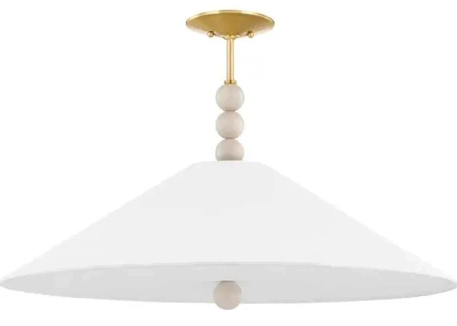 Aviva 3-Light Shaded Pendant - White/Aged Brass - Gold