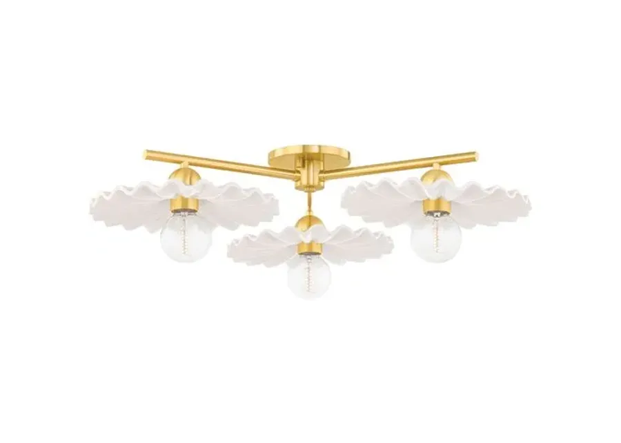 Dorothy Semi Flush Mount - Aged Brass/Cream - Ivory