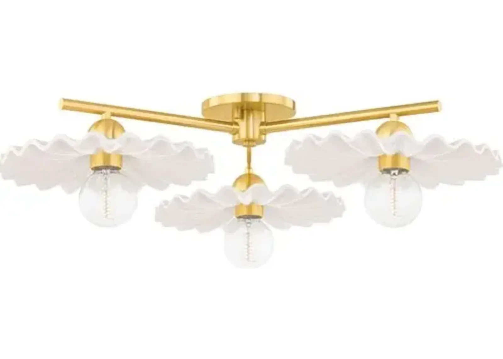 Dorothy Semi Flush Mount - Aged Brass/Cream - Ivory