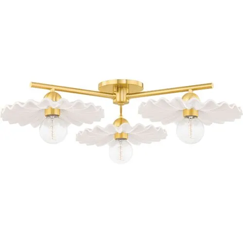 Dorothy Semi Flush Mount - Aged Brass/Cream - Ivory