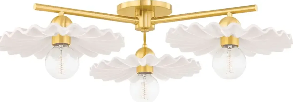 Dorothy Semi Flush Mount - Aged Brass/Cream - Ivory