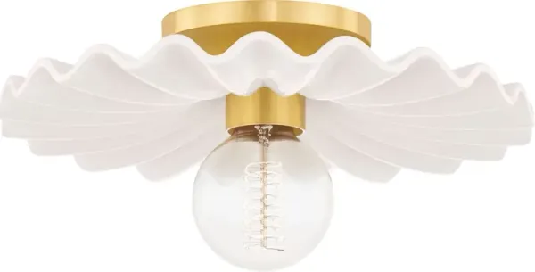 Dorothy Flush Mount - Aged Brass/Cream - Ivory