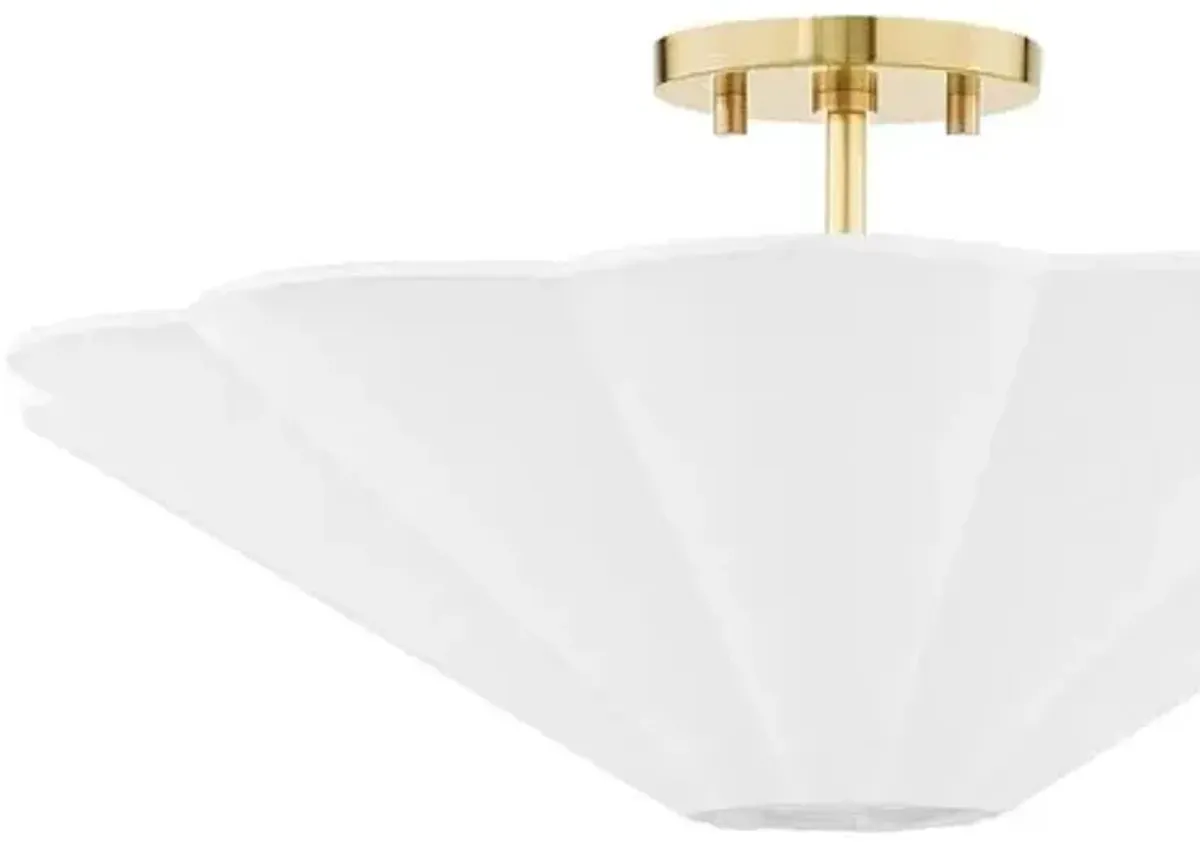 Ursula Semi Flush Mount - Aged Brass - Ivory