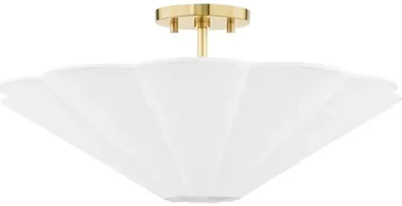 Ursula Semi Flush Mount - Aged Brass - Ivory