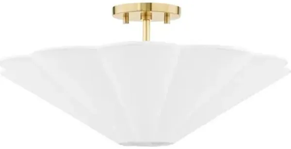 Ursula Semi Flush Mount - Aged Brass - Ivory