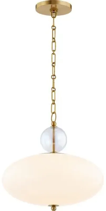 Victoria Pendant - Aged Brass - White