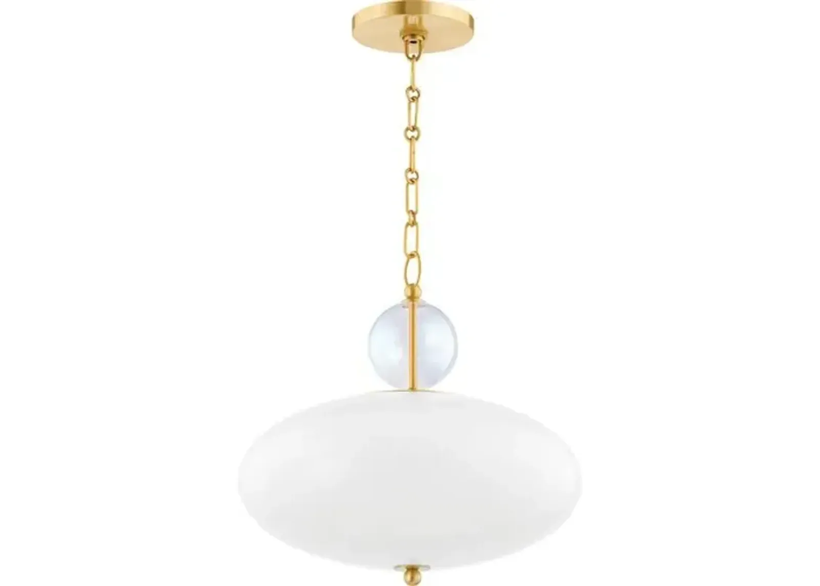 Victoria Pendant - Aged Brass - White