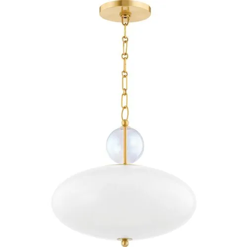 Victoria Pendant - Aged Brass - White