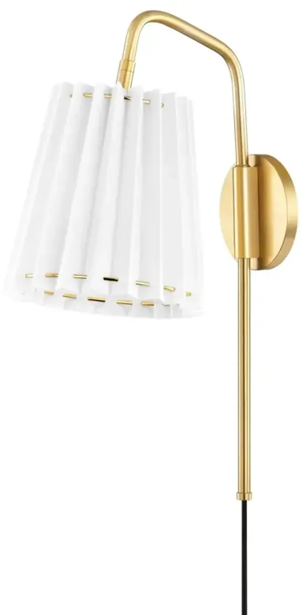 Avi Plug-In Wall Sconce - Belgian Linen - Gold