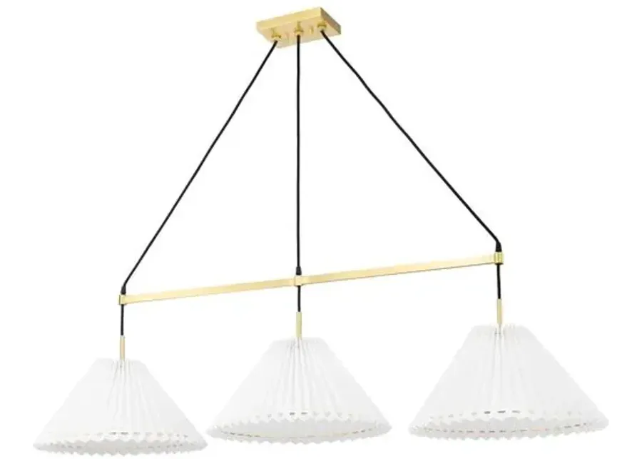 Avi Shaded Linear Chandelier - Belgian Linen - Gold