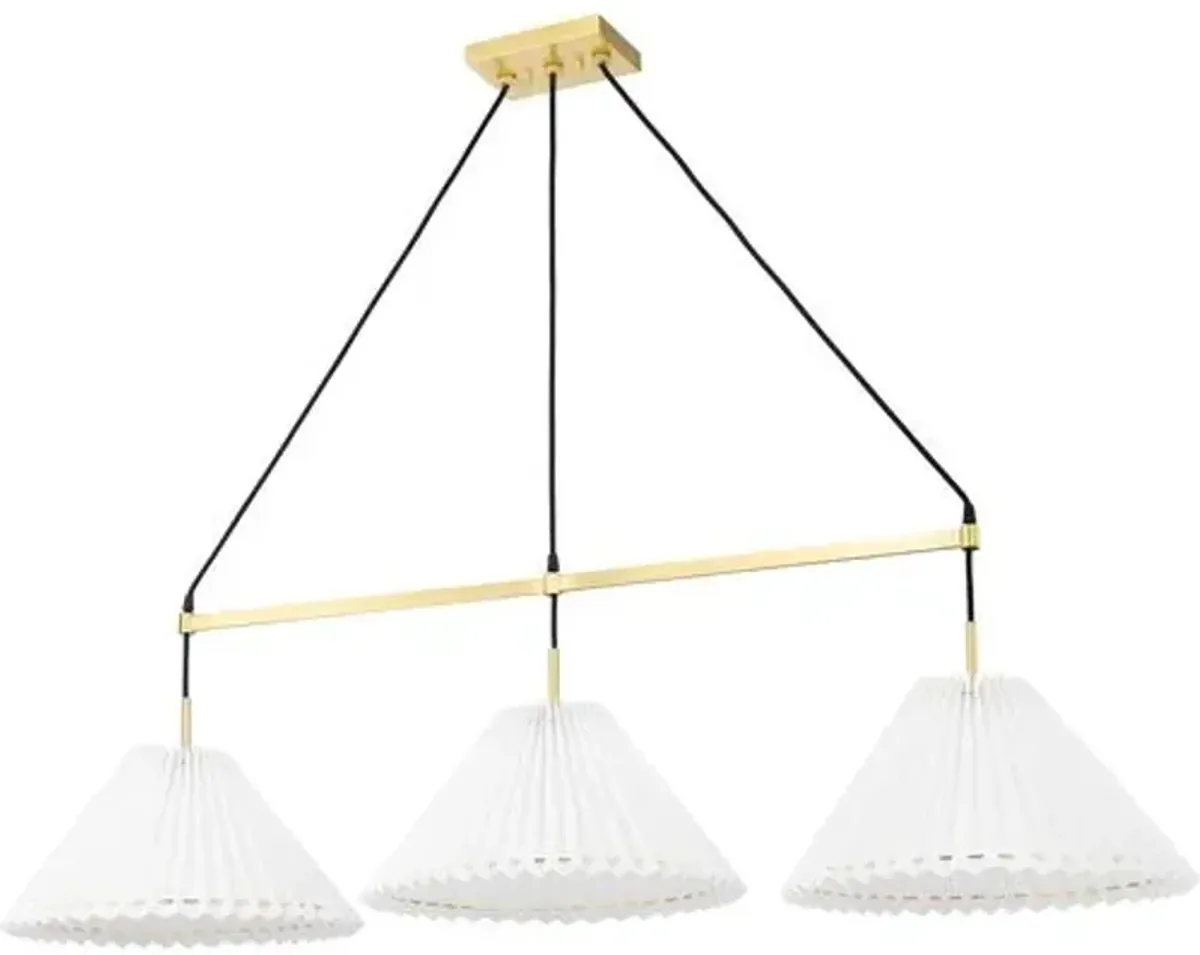 Avi Shaded Linear Chandelier - Belgian Linen - Gold