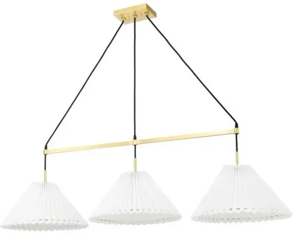 Avi Shaded Linear Chandelier - Belgian Linen - Gold