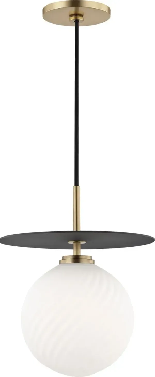Darien Pendant - Aged Brass/Black - White