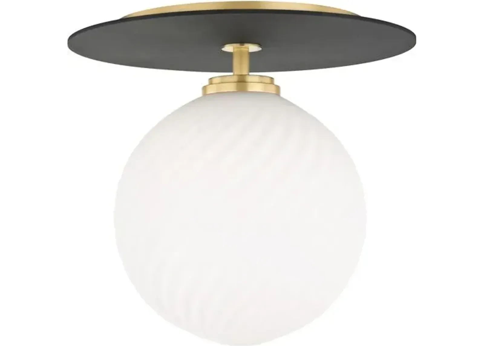 Darien Semi Flush Mount - Aged Brass/Black - White