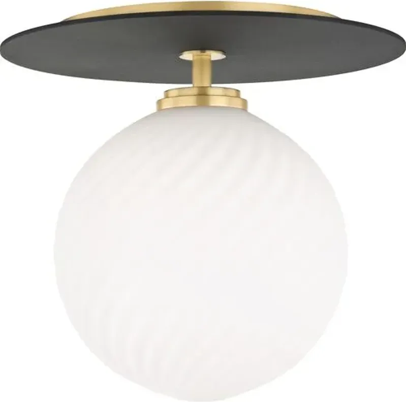 Darien Semi Flush Mount - Aged Brass/Black - White