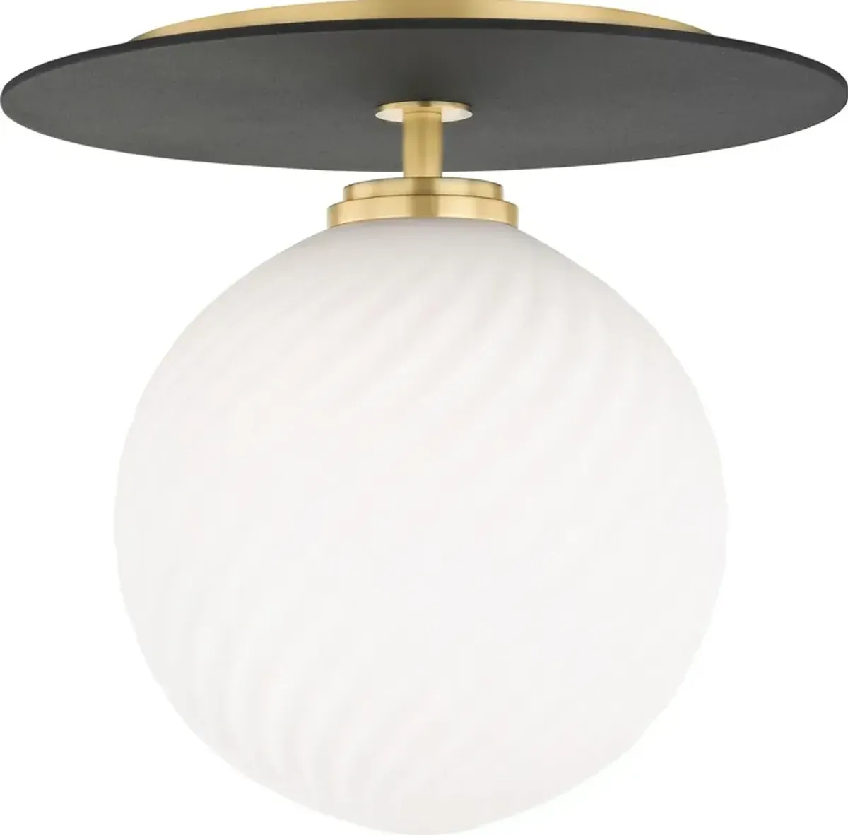 Darien Semi Flush Mount - Aged Brass/Black - White